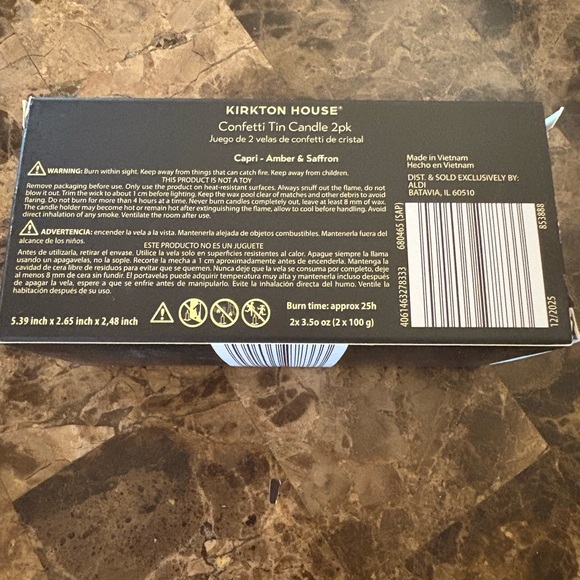 Kirkton House NWT Confetti Tin Candles Red Amber/Saffron & Black Capri. Set of 2 - Picture 5 of 6